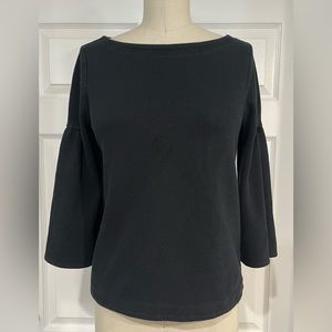 A new day black loose fitting boatneck blouse with wide 3/4 length sleeves, sz S